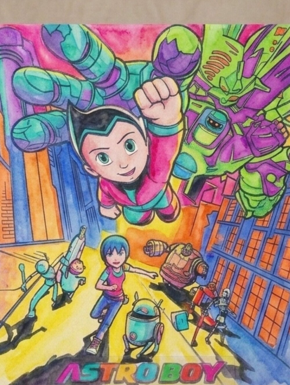BRAND NEW! ASTRO BOY 8.5x11 ULTRA GLOSSY MOVIE CREATED COLORFUL POP ART POSTER!